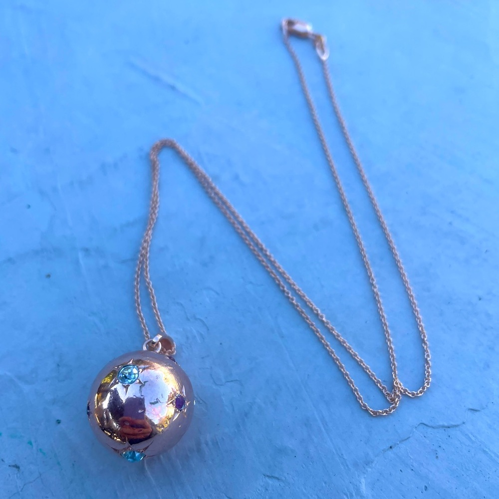 14k Rose Gold Ruby & Diamond Orbe Necklace